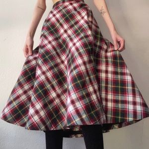 Vintage 70’s Red & Green Frank Lee Midi Skirt M